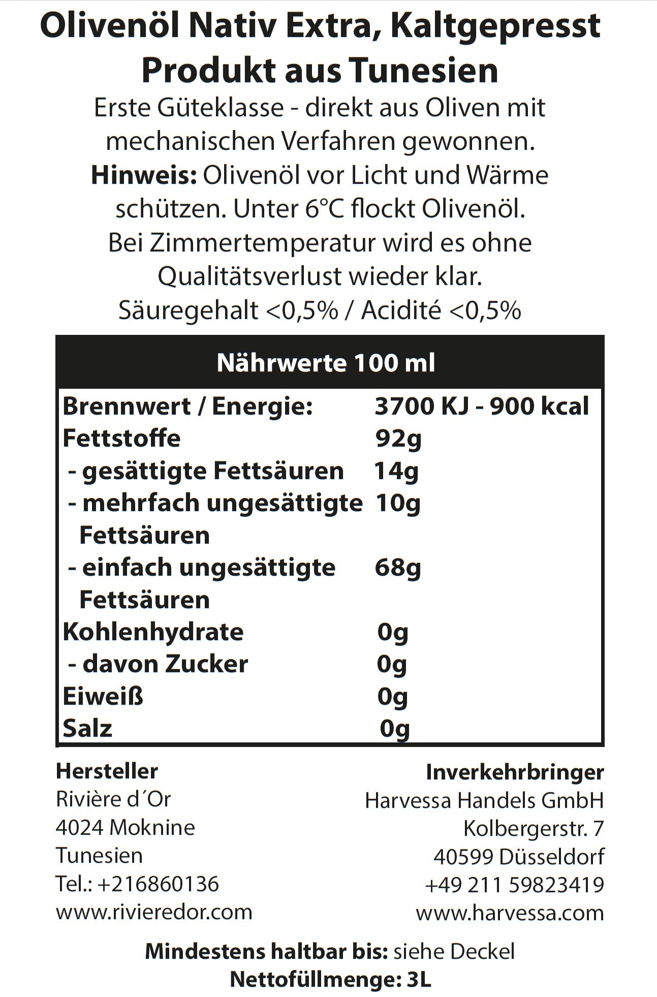 4X Premium Olivenöl 3L Extra Nativ Kaltgepresst aus Tunesien – Bild 3